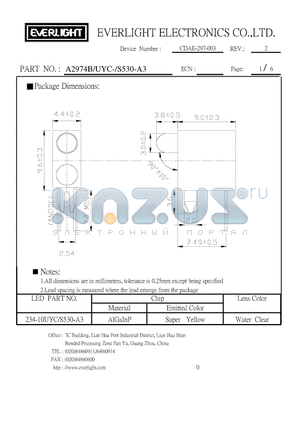 A2974B/UYC-/S530-A3 datasheet - ARRAY - Plastic HolderCombinations of Lamps