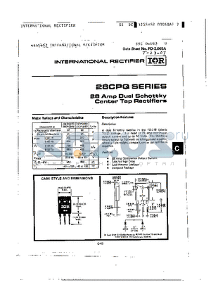 28CPQ datasheet - 28Amp Dual Schottky Center Tap Rectifiers