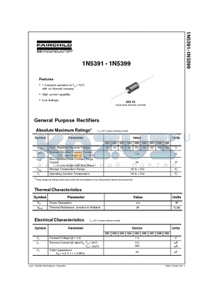 1N5395 datasheet - 1.5 Ampere General Purpose Rectifiers