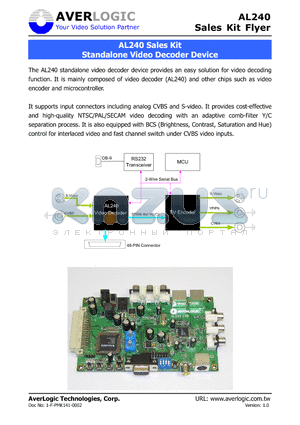 AL240 datasheet - Sales Kit Standalone Video Decoder Device