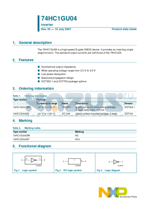 74HC1GU04GV datasheet - Inverter