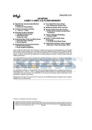 28F008SA datasheet - 8 MBIT (1 MBIT x 8) FLASH MEMORY