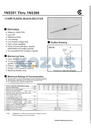 1N5395 datasheet - 1.5 AMP PLASTIC SILICON RECTIFIER