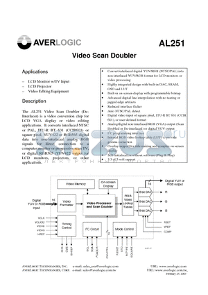 AL251 datasheet - Video Scan Doubler