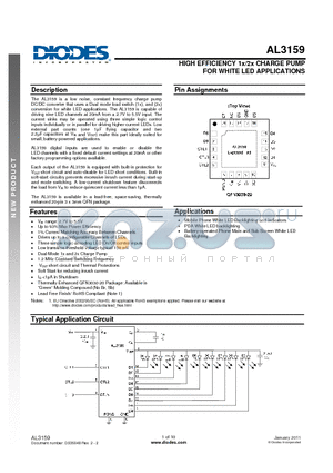 AL3159FSG datasheet - HIGH EFFICIENCY 1x/2x CHARGE PUMP FOR WHITE LED APPLICATIONS