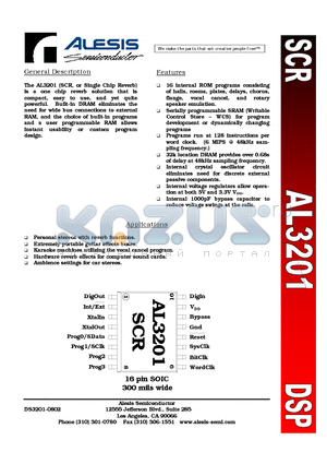 AL3201 datasheet - SCR, or Single Chip Reverb