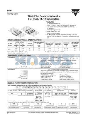 DFP16 datasheet - Thick Film Resistor Networks Flat Pack, 11, 12 Schematics