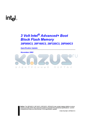 28F160C3 datasheet - 3 Volt Intel Advanced Boot Block Flash Memory