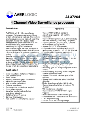 AL37204C-LF-PBF datasheet - 4 Channel Video Surveillance processor