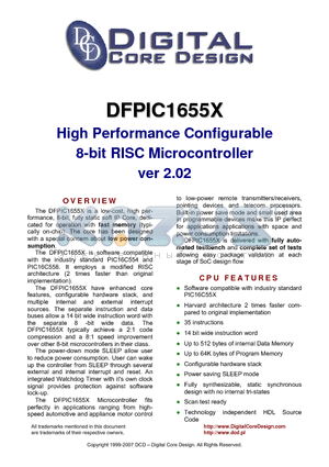 DFPIC1655X datasheet - High Performance Configurable 8-bit RISC Microcontroller