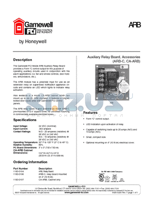 1100-0196 datasheet - Auxiliary Relay Board