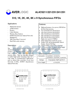 AL4CS221 datasheet - 512, 1K, 2K, 4K, 8K x 9 Synchronous FIFOs