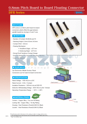 DFR-PAV060-1A1 datasheet - 0.8mm Pitch Board to Board Floating Connector