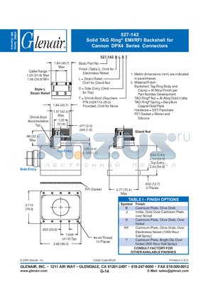 527-142BLST datasheet - Solid TAG Ring EMI/RFI Backshell