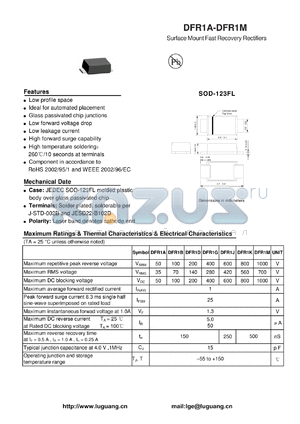 DFR1J datasheet - Surface Mount Fast Recovery Rectifiers