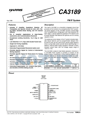 CA3189 datasheet - FM IF System