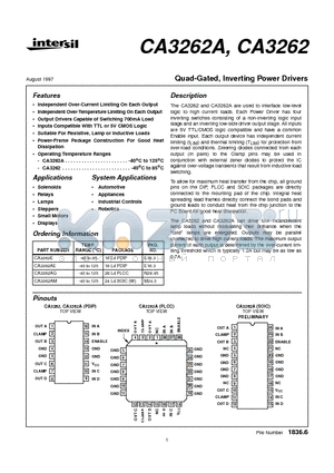 CA3262A datasheet - Quad-Gated, Inverting Power Drivers