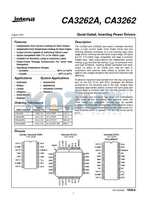 CA3262AE datasheet - Quad-Gated, Inverting Power Drivers