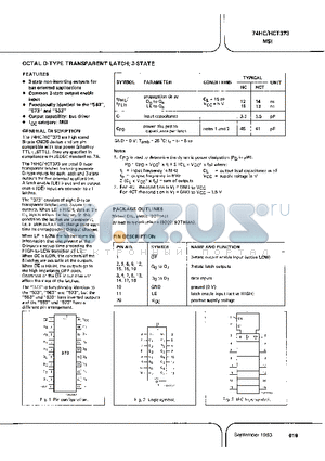 74HC373 datasheet - OCTAL D-TYPE TRANSPARENT LATCH 3-STATE