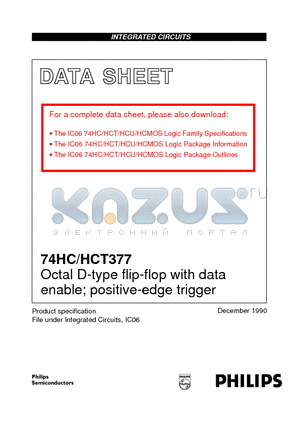 74HC377D datasheet - Octal D-type flip-flop with data enable; positive-edge trigger