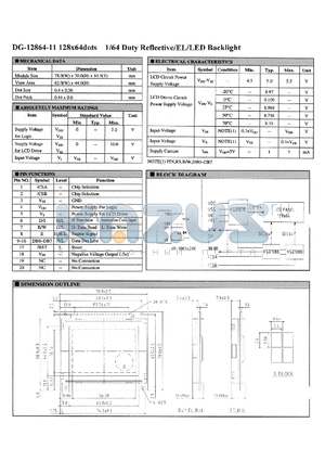 DG-12864-11 datasheet - 1/64 Duty Reflective/EL/LED Backlight