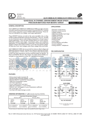 ALD110808_12 datasheet - QUAD/DUAL N-CHANNEL ENHANCEMENT MODE EPAD PRECISION MATCHED PAIR MOSFET ARRAY