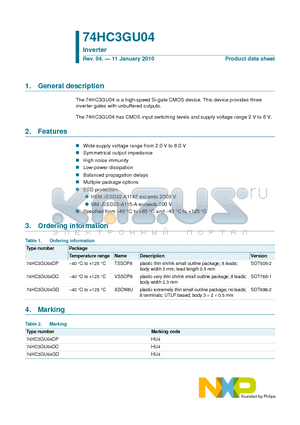 74HC3GU04 datasheet - Inverter