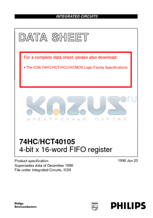 74HC40105PW datasheet - 4-bit x 16-word FIFO register