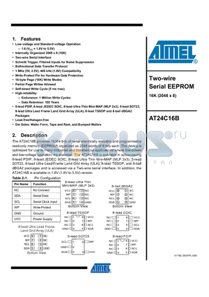 AT24C16B_09 datasheet - Two-wire Serial EEPROM