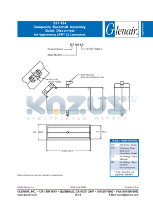 527184XW datasheet - Composite Backshell Assembly, Quick Disconnect