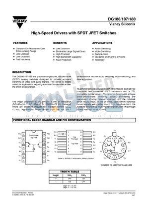 DG188 datasheet - High-Speed Drivers with SPDT JFET Switches