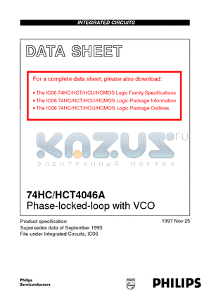 74HC4046AD datasheet - Phase-locked-loop with VCO