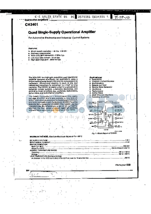 CA3401 datasheet - Quad Single-Supply Operational Amplifier