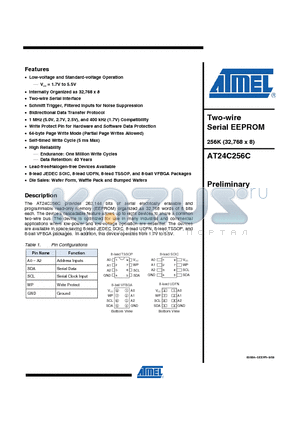 AT24C256C-SSHL-B datasheet - Two-wire Serial EEPROM