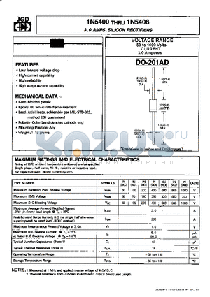 1N5400 datasheet - 3.0 AMPS. SILICON RECTIFIERS