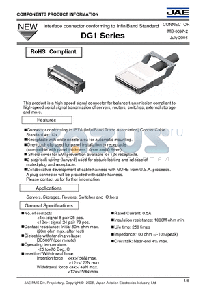 DG1P025S28L0500R datasheet - Interface connector conforming to InfiniBand Standard