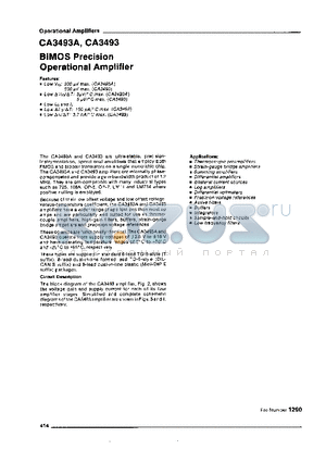 CA3493A datasheet - BiMOS Precision Operational Amplifiers