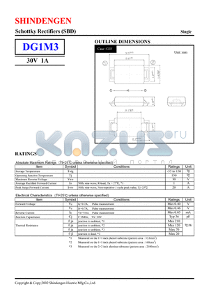 DG1M3 datasheet - SCHOTTKY RECTIFIERS (SBD)