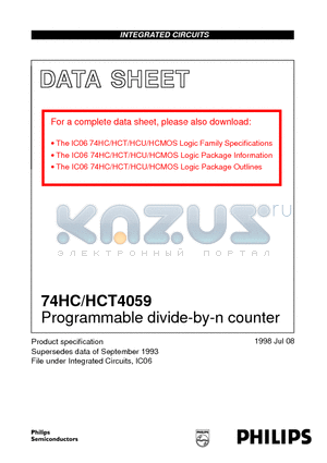 74HC4059 datasheet - Programmable divide-by-n counter