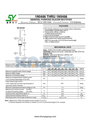 1N5400 datasheet - GENERAL PURPOSE SILICON RECTIFIER