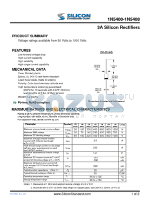 1N5400 datasheet - 3A Silicon Rectifiers