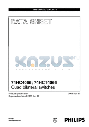 74HC4066N datasheet - Quad bilateral swiches
