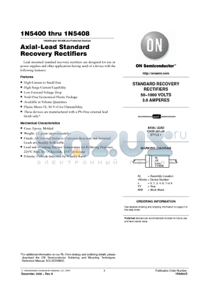 1N5400RL datasheet - Axial-Lead Standard Recovery Rectifiers