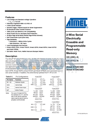 AT24C32D-XHM-B datasheet - electrically erasable and programmable read only memory