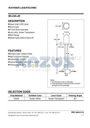 B5-230-JD datasheet - Super bright LED Lamp