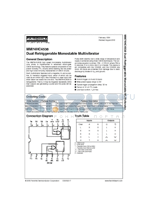 74HC4538 datasheet - Dual Retriggerable Monostable Multivibrator