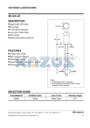 B5-430-JD datasheet - Super bright LED Lamp