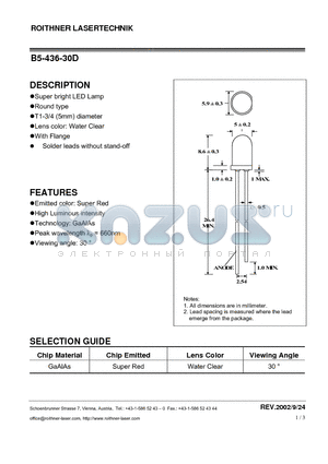 B5-436-30D datasheet - Super bright LED Lamp