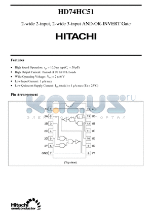 74HC51 datasheet - 2-wide 2-input, 2-wide 3-input AND-OR-INVERT Gate