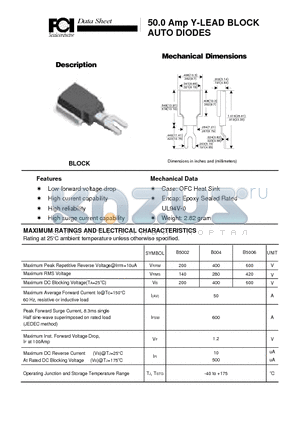 B5002 datasheet - 50.0 Amp Y-LEAD BLOCK AUTO DIODES